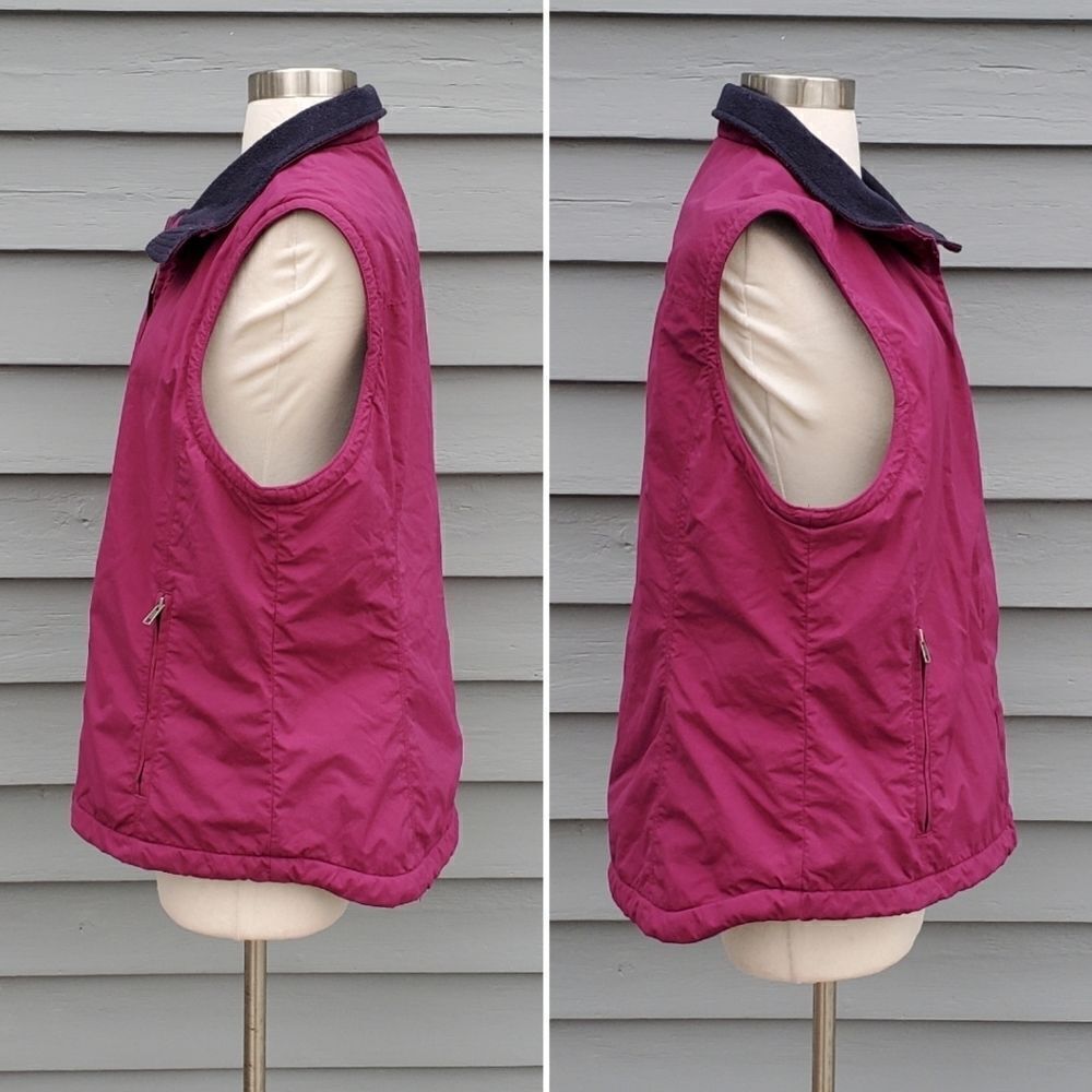 L.L.Bean Raspberry Pink Fleece Lined Full Zip Winter Fall Vest Woman's Large Reg - Picture 2 of 5